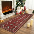 thumbnail image 2 of Hasoo Christmas Home Decor Tree Border Area Rug Washable 2' x 8' Modern Rug for Hallway Enterway Indoor Red Carpet, 2 of 5