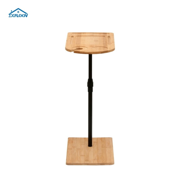 Bamboo Couch Tray Table - Height Adjustable C-Shaped Side Table for Living Room & Bedroom, Compact End Tables with Slots for Sofa, Bed & Chairs (Oval   Rectangle)