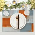 thumbnail image 3 of Grey and Orange Placemats Set of 4,Washable Heat Resistant Non-Slip Gray Placemats for Dining Table Coffee Kitchen Decor Modern Art Farmhouse Cloth Table Mat 12x18 Inch Burnt Dark Orange Place Mats, 3 of 6