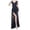 Blue, variant on Women's Deep V-Neck Sequins Backless Floor-Length Evening Party Gown High Slit Maxi Dress Beige L