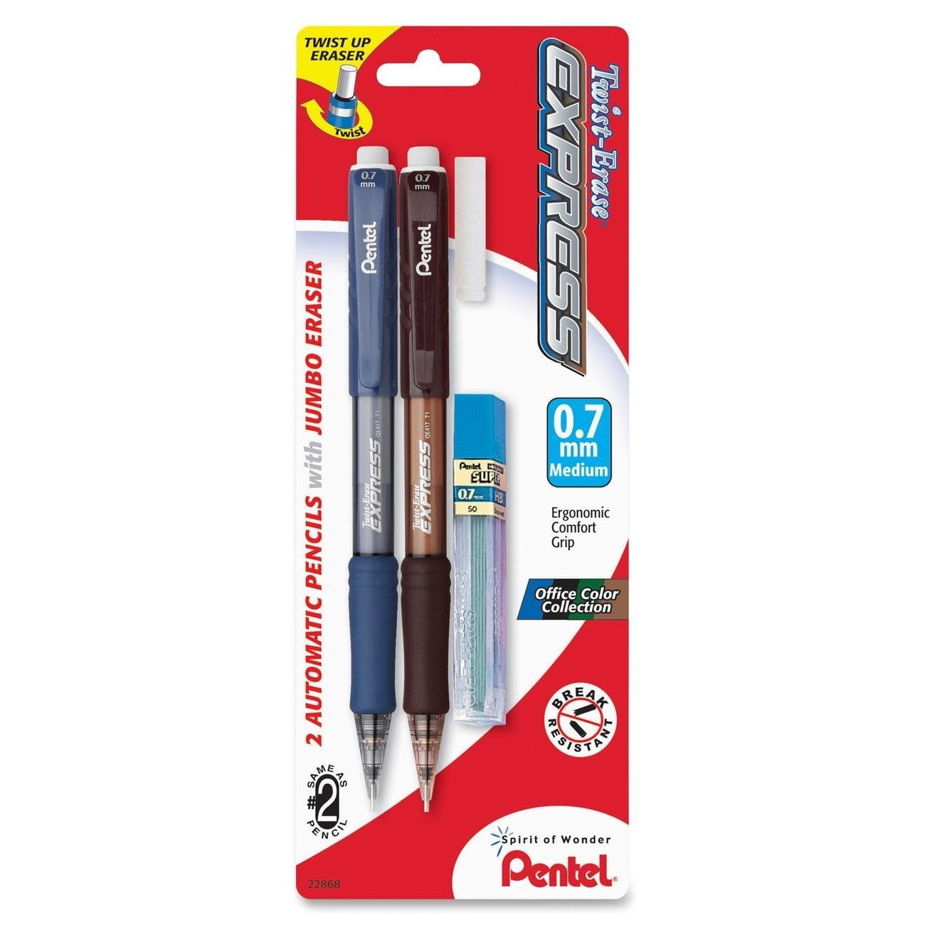 Fine Line Pentel Twist-Erase UP Assorted Barrel Colors 0.5mm 4 Pack Pencils 