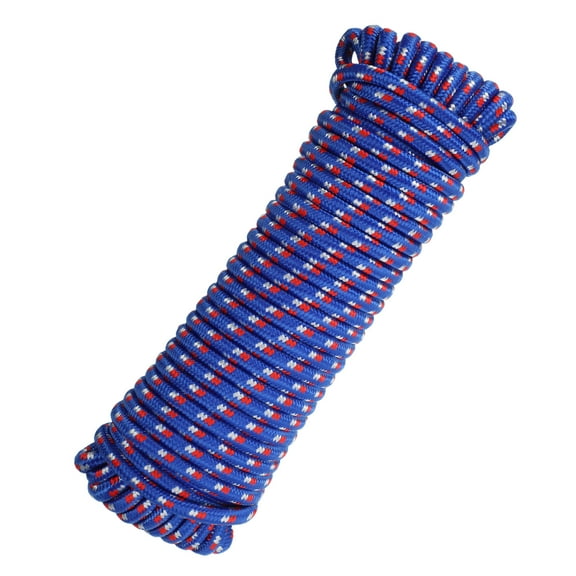 Uxcell  3/8 Inch 90 Feet Polypropylene Rope,Solid Braided Utility Rope for Camping,Flag Pole,Clothesline,Outdoor,Blue/Red/White