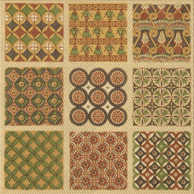 Ahgly Company Tapis d'Intérieur Lavable en Machine Carré Jaune Transitionnel, 6 Pieds Carré