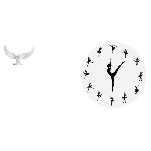 Escultura de resina de bailarina angelical elegante con reloj de pared elegante y silencioso para oficina, hogar, estantería, pasillo, cocina, decorac