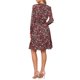 thumbnail image 3 of Vestido de manga larga INSPIRE CHIC para mujer, con escote en V, floral, con cintura fruncida, volantes, corte A, hasta la rodilla, en rojo y negro, 3 of 6