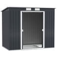 thumbnail image 1 of Remise de Jardin en Acier Galvanisé 7x4ft - Gris Foncé, avec Kit de Fondation / Rangement Extérieur pour Outils et Équipements / Durable et Résistant aux Intempéries, 1 of 7