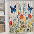 thumbnail image 5 of Watercolor Wildflowers 4 Piece Shower Curtain Sets, with Non-Slip Rugs, Toilet Lid Cover And Bath Mat, for Bathroom Decor Set, 5 of 8
