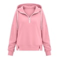 thumbnail image 4 of Cmfcve Women's Casual Half Zip Hoodies Long Sleeve Solid Color Pullover Hooded Sweatshirts with Pockets, 4 of 7