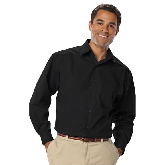 BlueGeneration Mens Long Sleeve Easy Care Stretch Poplin - Black Extra Large Solid