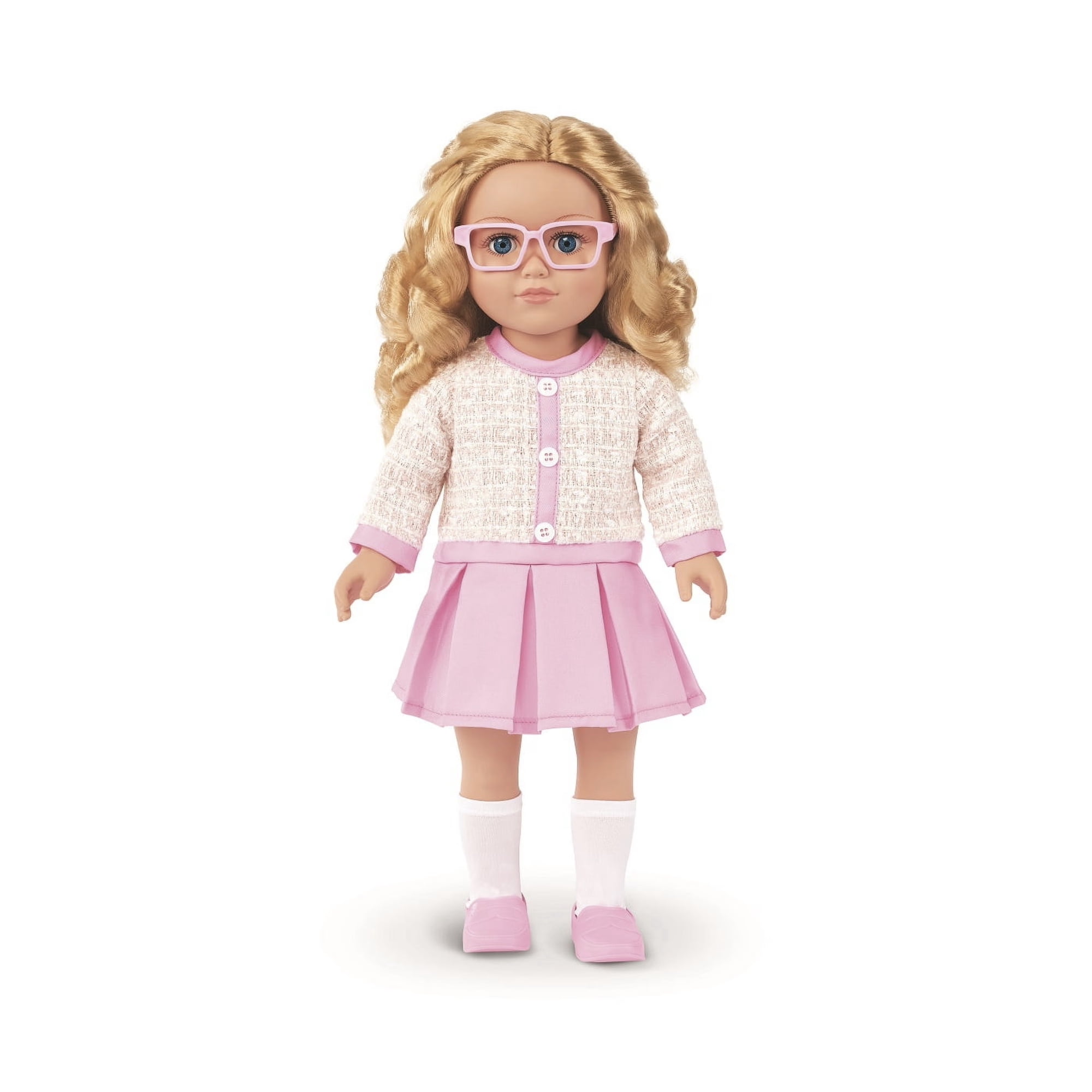 My Life As Clara 18-Inch Posable Fashion Doll with Medium Blonde Hair, Blue Eyes, Pink Glasses & School Outfit