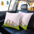 thumbnail image 4 of Easter Decorative Throw Pillow Covers 20x20 Inch Set of 2 Easter Eggs Bunny Home Decor Pillow Cases for Couch, Pink Plaid Rabbit Flower Leaves Cushion Case for Living Room Bedroom Bed Car Chair, 4 of 9