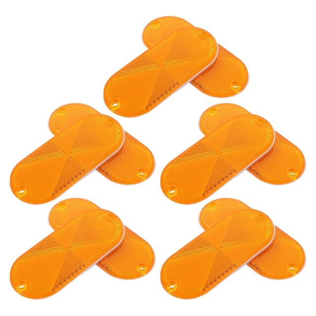 Mobutofu 10 Pcs Réflecteurs de Clôture d'Allée Forme Ovale Jaune Haute Réflectivité Marqueurs de Remorque et Poteau