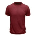 thumbnail image 5 of Jinhomg Vintage Mens T Shirts Dressy Casual Solid Color Waffle Tees Lightweight Comfy Short Sleeve Crew Neck Pullover 2025 Spring Summer Tops Wine XXL, 5 of 7