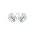 thumbnail image 2 of Women's Finecraft Natural Sky Blue Topaz & Cubic Zirconia Halo Stud Earrings in Sterling Silver, 2 of 4