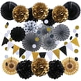 thumbnail image 1 of Yeacher Paper Fan Flowers，20pcs/Set Paper Fans Set Hanging Pinwheels Fan DIY Paper Craft for Wedding, 1 of 8