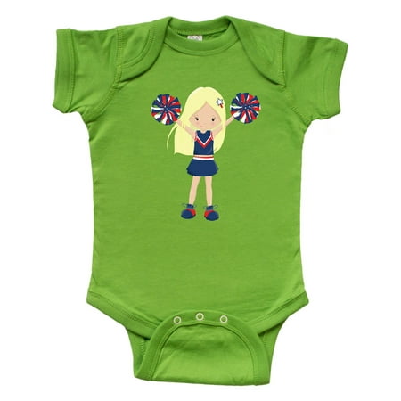 

Inktastic Cheerleaders Girl With Blonde Hair Blue Uniform Gift Baby Girl Bodysuit