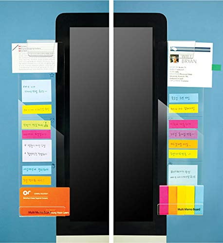 Utility Organizer for Office Desktop Barelove Multifunction Clear Computer Monitor Memo Boards Left /& Right with 1 Pack Sticky Notes Acrylic Screen Message Pad Side Panel Phone Holder Set of 2