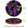 thumbnail image 3 of Grape 6PCS Round Microfiber Leather Coasters Set, 11x11 cm/4.3x4.3 in Absorbent Drink Mats for Home, Kitchen, and Office - and Easy to Clean Table Coasters, 3 of 6