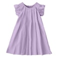 thumbnail image 4 of BOBOGOJP Dresses for Girls Long Girls Summer Dresses Cute Double Layer Ruffle Sleeve Smocked Flowy Dress Lace Dress Little Flying Sleeve Dress For Girls (Purple,2-3 Years), 4 of 7