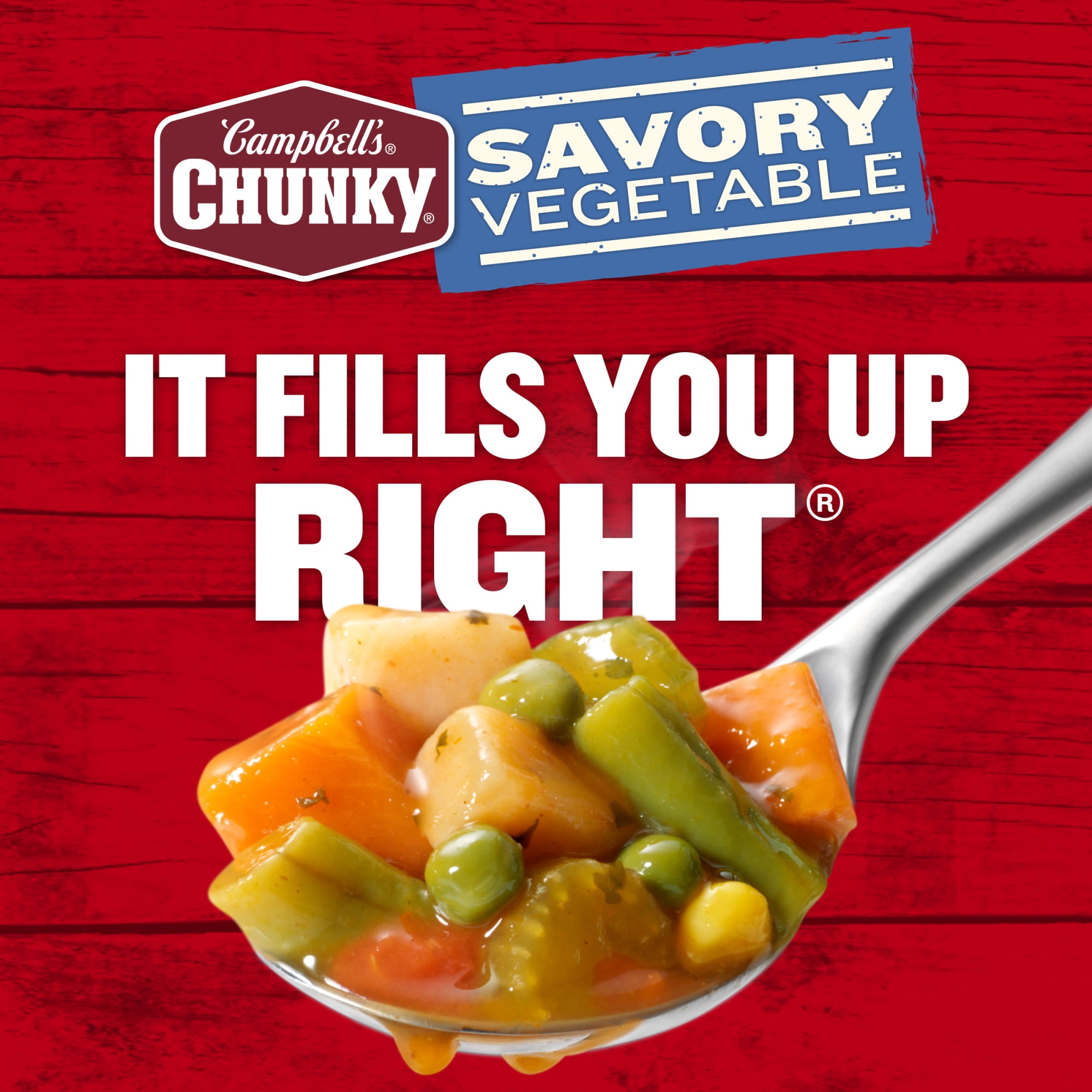 (12 pack) Campbell’s Chunky Soup, Ready to Serve Savory Vegetable Soup, 18.8 oz Can