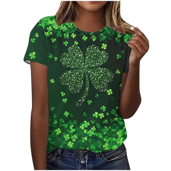 biudgviw Women Plus Size St Patricks Day Shirt Print Graphic Short Sleeve Tops Fashion Casual Crewneck Oversized T-Shirt