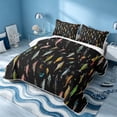 thumbnail image 3 of Erosebridal Cartoon Fish Twin Quilt Set, Cute Wildlife Twin Coverlet Set, Black Reversible 2-Piece, 1 Bedspread and 1 Pillowcase, 3 of 7