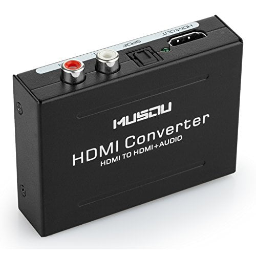 Musou 1080P HDMI Audio Extractor HDMI to HDMI + Optical Toslink(SPDIF) + RCA(L/R) Stereo Analog Outputs Video Audio Splitter Converter