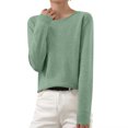 thumbnail image 3 of Sweaters for Women Fall Long Sleeve Lightweight Crewneck Knit Tops Casual Soft Pullover Sweater Base Layer Shirts,S, 3 of 10