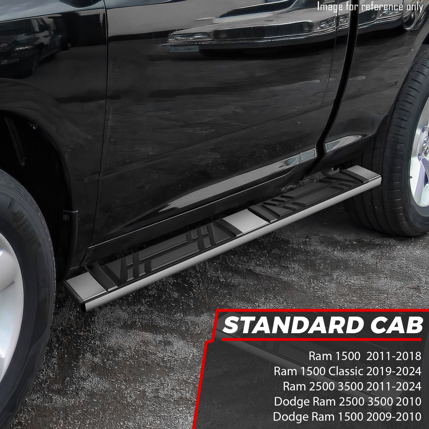 DNA Motoring 6.5" Side Step Nerf Bars Running Boards for 2009-2024 Dodge Ram 1500-3500 Regular Cab