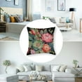 thumbnail image 5 of Acheng Watercolor Vintage Rose Decorative Throw Pillow Cover Case, Peony Succulents Outdoor Pillow Cases Square Standard Cushion Covers for Sofa Couch Bed Car  20x20in, 5 of 7