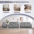 thumbnail image 4 of Bonzy Home Fabric Power Reclining Sofa Set, Chair, Loveseat & 3-Seat Couch with Cup Holders, Charging Ports, Hidden Storage, 6-Seat, Light Grey, 4 of 7