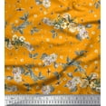 thumbnail image 1 of Soimoi Poly Georgette Fabric Leaves,Moth & Magnolia Floral Print Sewing Fabric Yard 52 Inch Wide, 1 of 3