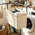 thumbnail image 5 of Hanging Laundry Basket Fabric Hamper Foldable Clothes Organizer with Metal Hook Wall Mounted Storage Basket for Bathroom Dorm Laundry Room Dirty Clothes Towel Household Organization, 5 of 7