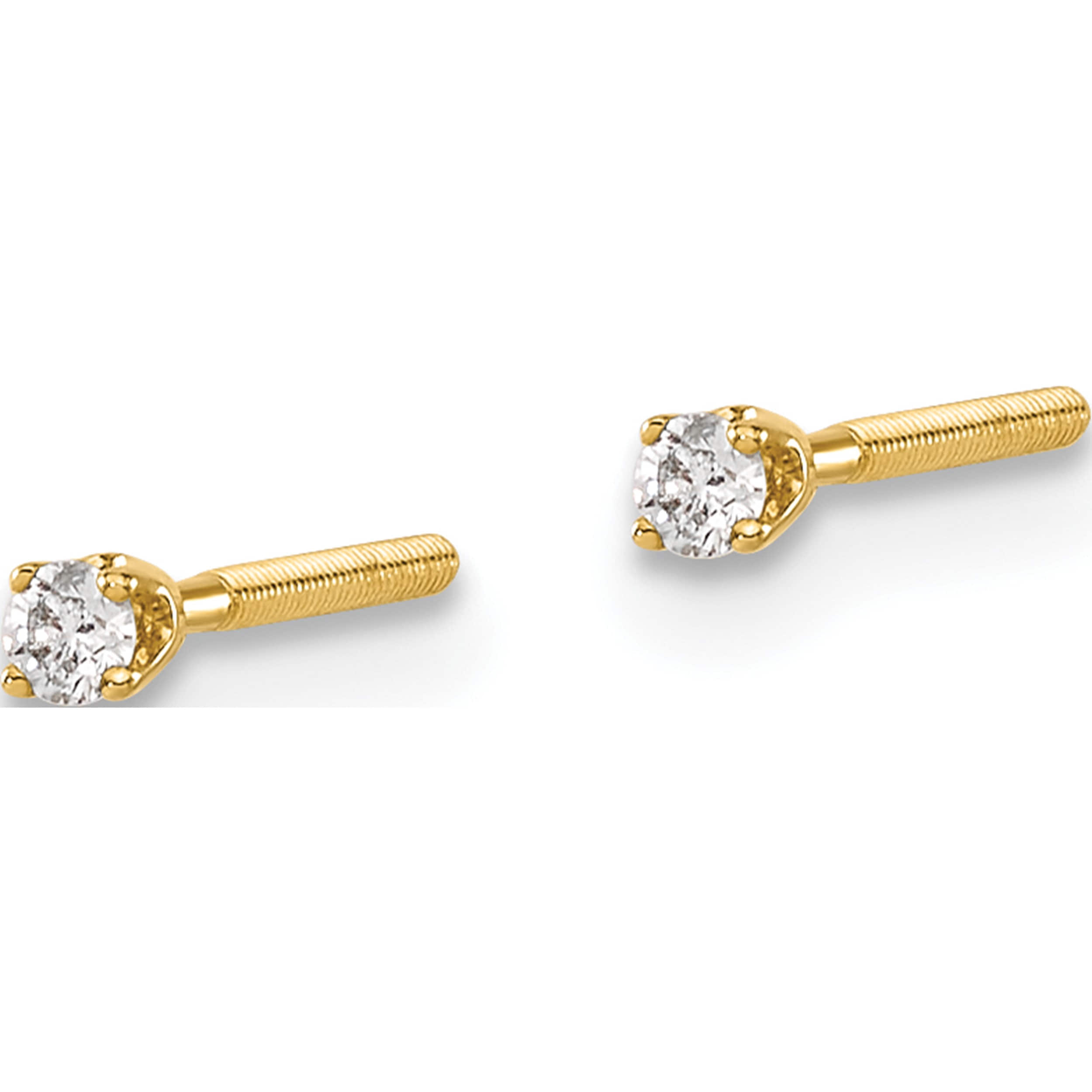 14K Yellow Gold 14Ky .05Ct. Vs2/Si1 G-I Diamond Stud Thread On/Off Post Earrings (1.7 X 1.7) Made In United States st4-5