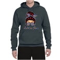 thumbnail image 3 of Autism Awareness Mom Life Messy Hair Bun | Cool Support Neon Print Bandana Mother's Day Unisex Graphic Hoodie Sweatshirt, Charcoal, Medium, 3 of 5