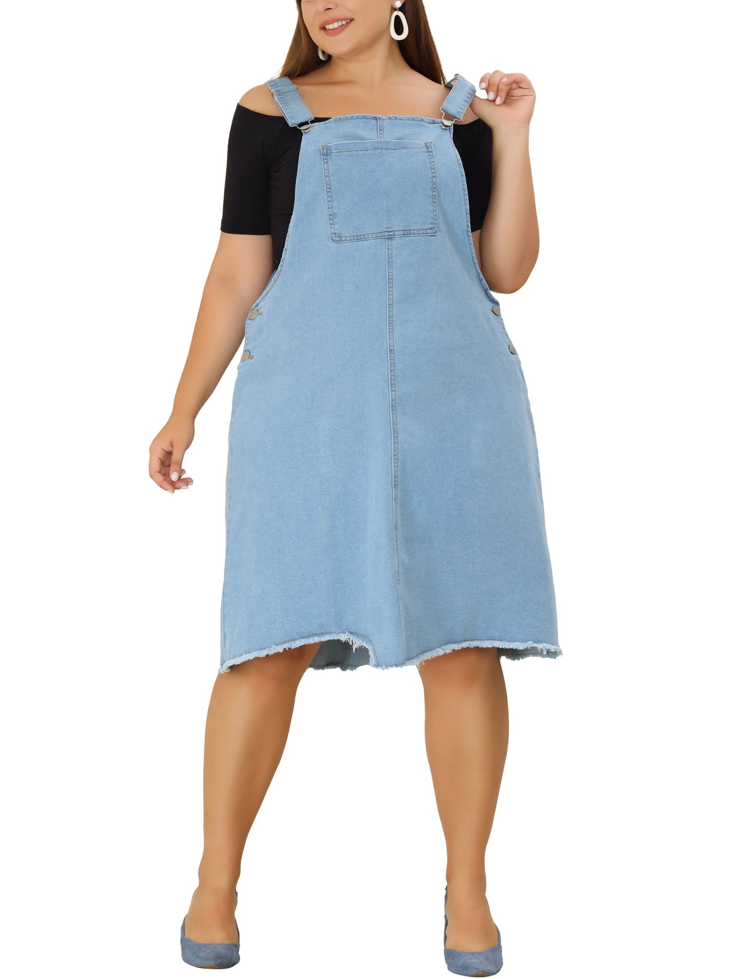 Agnes Orinda Women's Plus Overall Dresses Adjustable Strap Irregular Hem Denim Dress - Walmart.com
