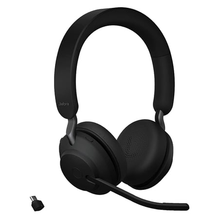 Jabra Evolve2 65 MS Wireless Headphones with Link380c, Stereo, Black - OPEN BOX