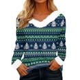 thumbnail image 3 of WJOSBXT Christmas Shirts for Women Faux Fur Trim V Neck Tops Funny Xmas Graphic Tees Fluffy Long Sleeve Holiday Pullover Tee Tops L, 3 of 6