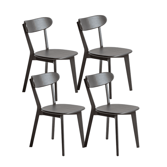 Qokori 100% Solid Oak Wood Dining Room Chairs - Practical Kitchen Chairs - Wood Chair for Dining Room, Kitchen (4, Black)
