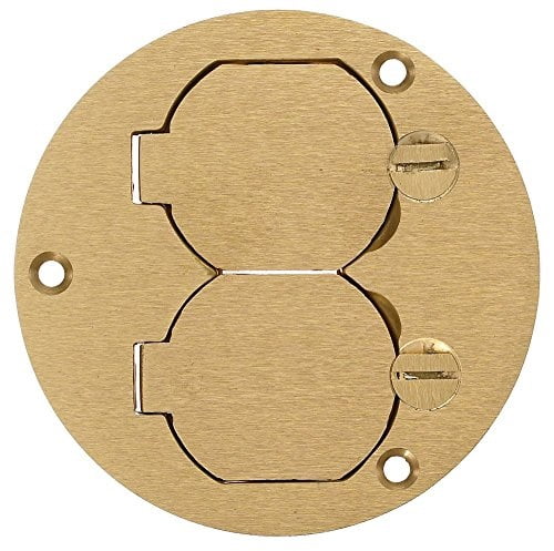 Hubbell Wiring Systems S3925 Brass Round Floor Box Duplex Flap Single ...