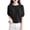 Black, variant on Women's 3/4 Sleeve Knit Sweater,Elegant Diamond Jacquard Crew Neck Top,Contrast Trim Puff Sleeve Pullover Blouse for Office Daily Wear