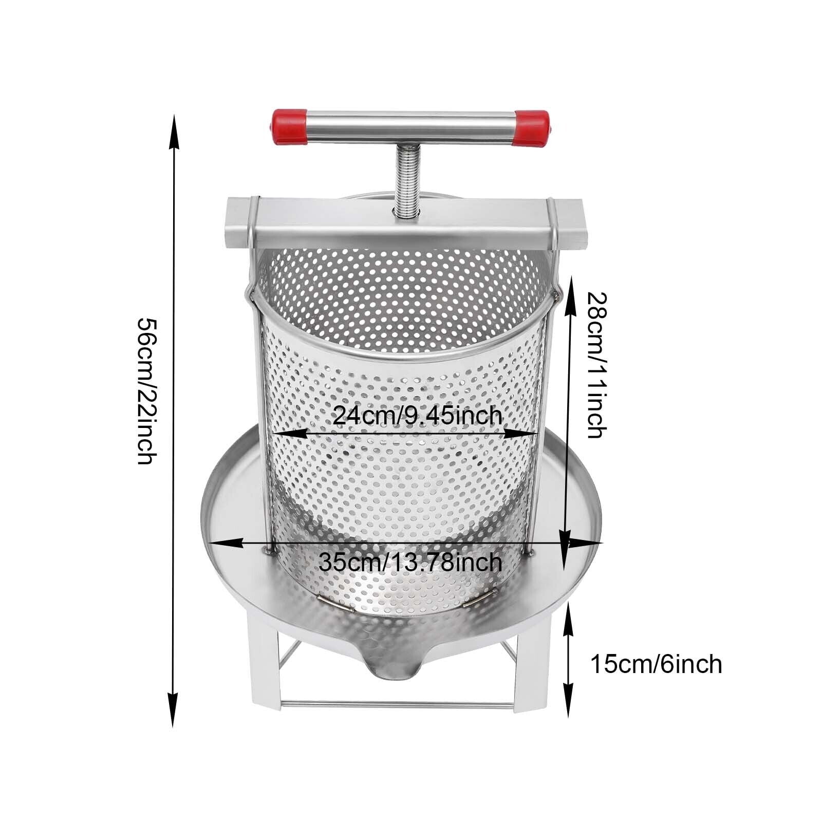 12.6L Manual Bee Honey Press Extractor Vegetable/Fruit Juicer Stainless Steel