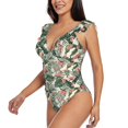 thumbnail image 3 of Yiaed Palm Trees and Tropical Print Women's Ruffled One Piece Swimsuit V Neck Swimwear Slimming Monokini for Woman-Large, 3 of 8