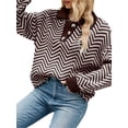 thumbnail image 6 of Arvbitana Women Stripe Knit Sweater Turn-Down Collar Buttons Pullovers Long Sleeve Loose Jumpers Fall Casual Streetwear Tops, 6 of 7