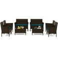 thumbnail image 1 of Patiojoy 8 Piece Patio Rattan Conversation Set Outdoor Wicker Furniture Set w/ Chair Loveseat & Tempered Glass Table Peacock Blue, 1 of 9