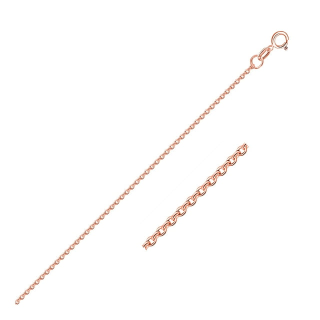 14k Rose Gold Cable Link Chain 1.1mm 20 in Spring Ring Clasp