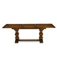 thumbnail image 2 of East West Furniture 11-Pieces Kitchen Table Set - A Butterfly Leaf Double Pedestal Dinner Table and 10 Blue Linen Fabric Dining Chairs with Button Tufted Back - Antique Walnut Finish, 2 of 11