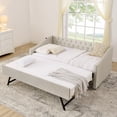 thumbnail image 2 of LiviNest Twin Daybed for Small Apartments: 3-in-1 Pull-out Extendable Bed with Dual USB Charging - Space-Saving Sleeper Sofa for Guest Room & Home Office - Beige Upholstery with Button-Tufted Back, 2 of 6