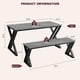 thumbnail image 3 of Kitchen room mesa set con benches. 44.8 - pulgada dining mesa set para 4, sturdy metal kitchen mesa con x - metal frame, space - saving, ideal para para kitchen, apartment, studio (gris), 3 of 7