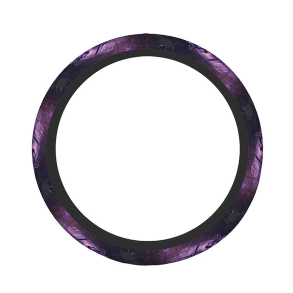 Logiee Purple Hippo In Water Print Breathable Elastic Steering Wheel Cover, Non-Slip Stretch Steering Wheel Protector,Universal 15 Inch Fit Auto, Suvs, Truck